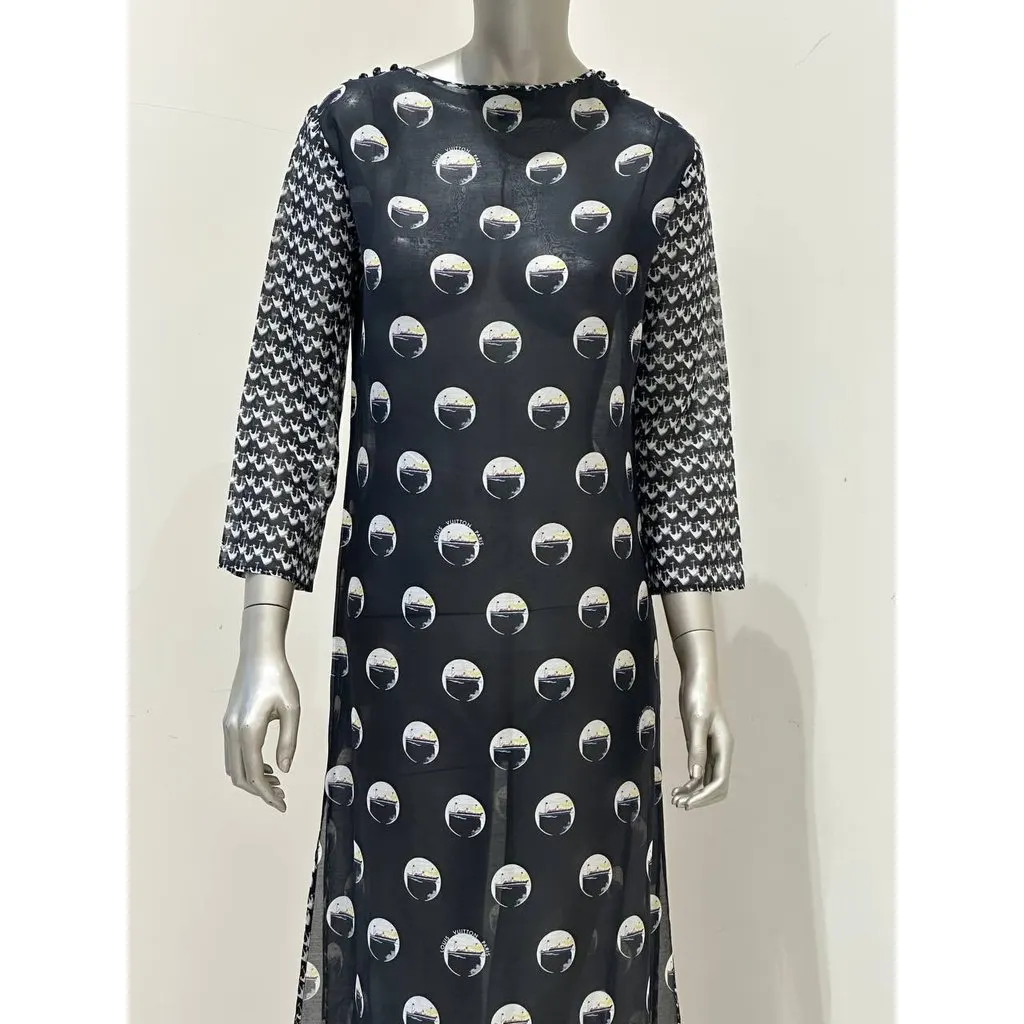 Louis Vuitton Marc Jacobs Black Graphic Print Dress Sz.36 Pre-owned Black Good - Back View