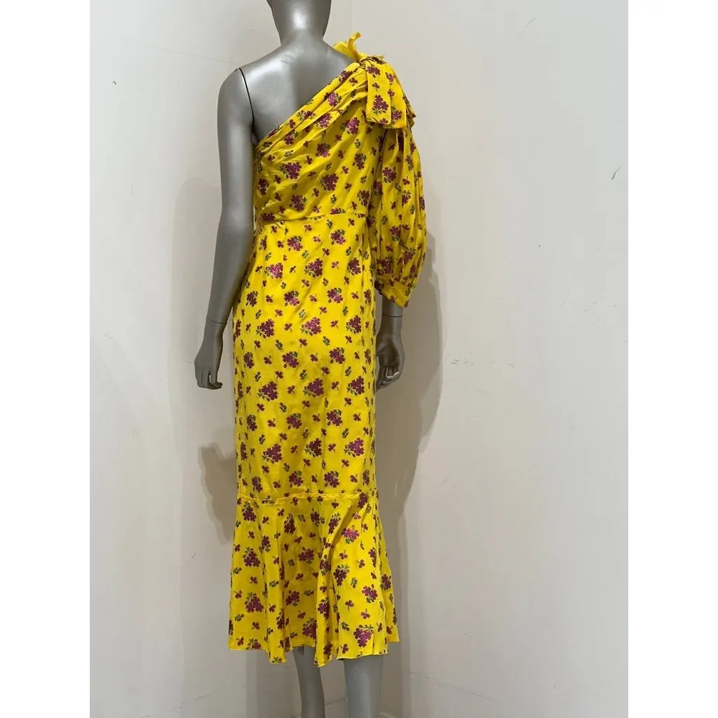 Gucci SS2008 Yellow Floral One-Shoulder Dress Sz.42 Pre-owned Yellow Good - Back View