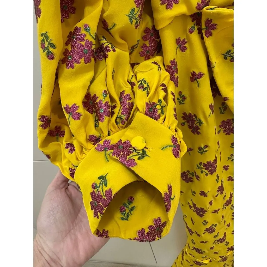 Gucci SS2008 Yellow Floral One-Shoulder Dress Sz.42 Pre-owned Yellow Good - Inside View