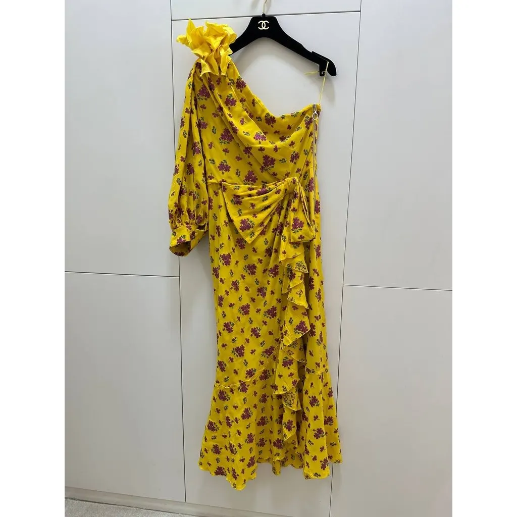 Gucci SS2008 Yellow Floral One-Shoulder Dress Sz.42 Pre-owned Yellow Good - Box View