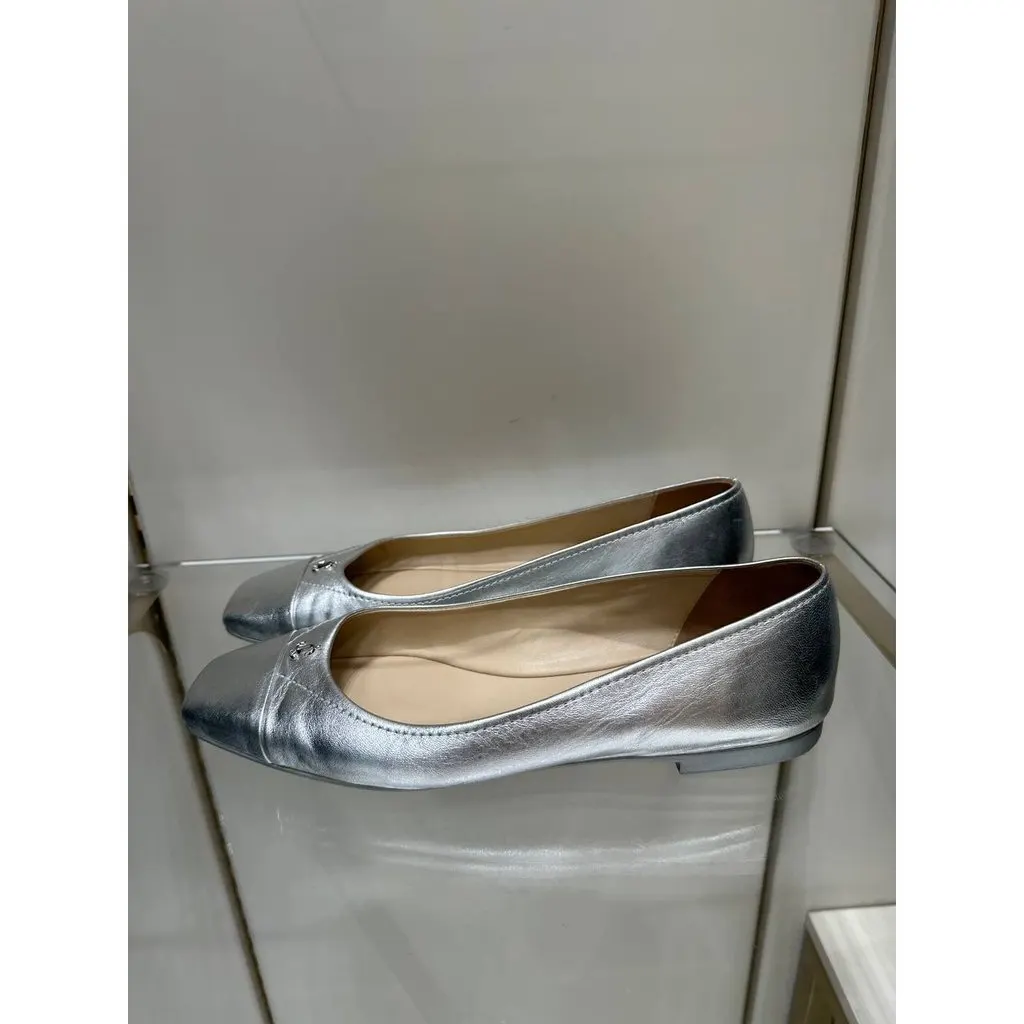 Jimmy Choo Silver Metallic Leather Ballet Flats Sz.40 Pre-owned Silver Leather Good - Inside View