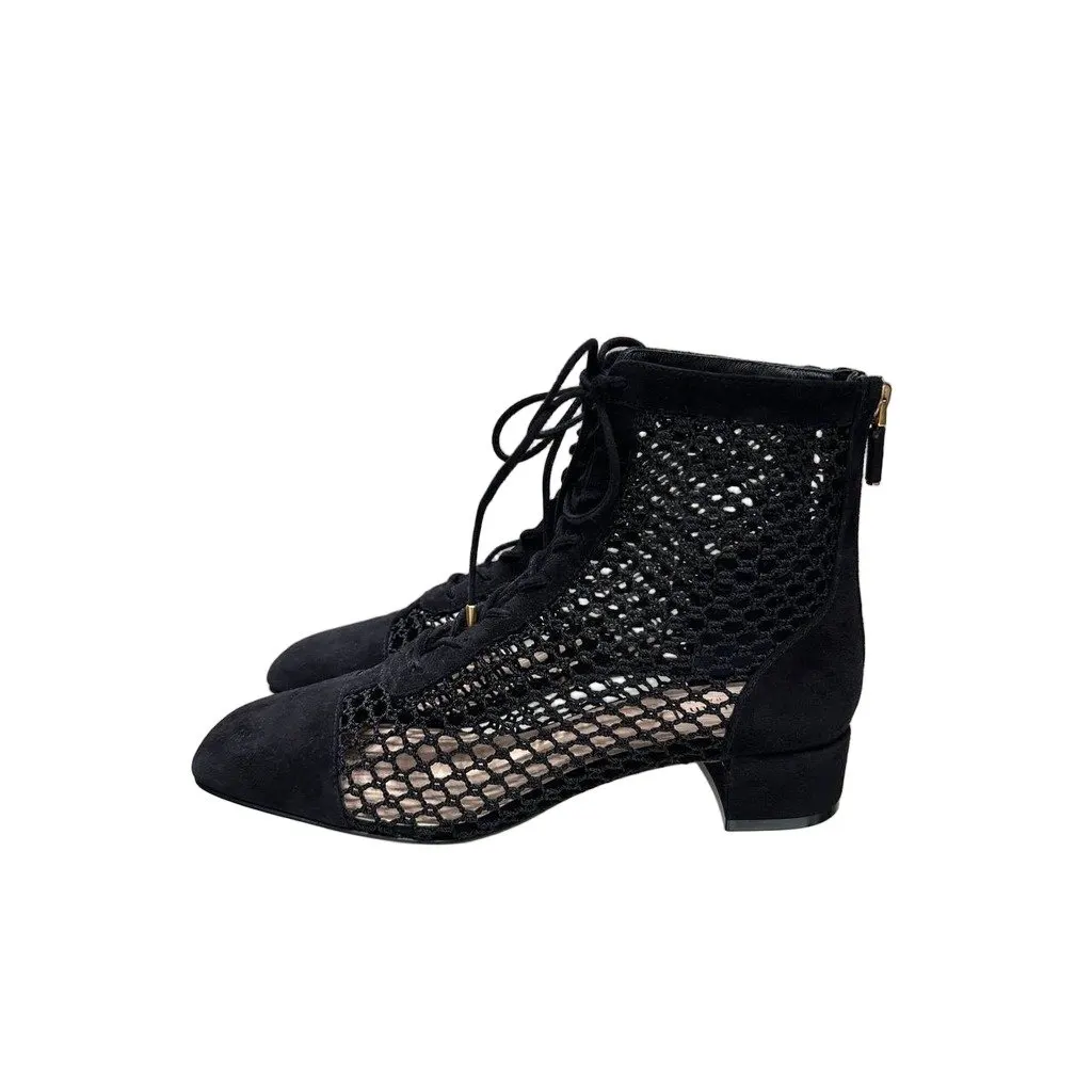 Christian Dior NWOB Christian Dior Mesh Black Suede & Lace Ankle Boots Sz.38 Pre-owned Black Suede Never worn - Front View