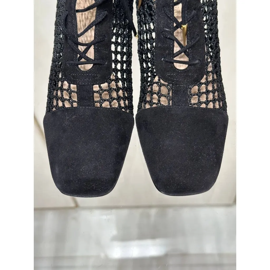 Christian Dior NWOB Christian Dior Mesh Black Suede & Lace Ankle Boots Sz.38 Pre-owned Black Suede Never worn - Inside View