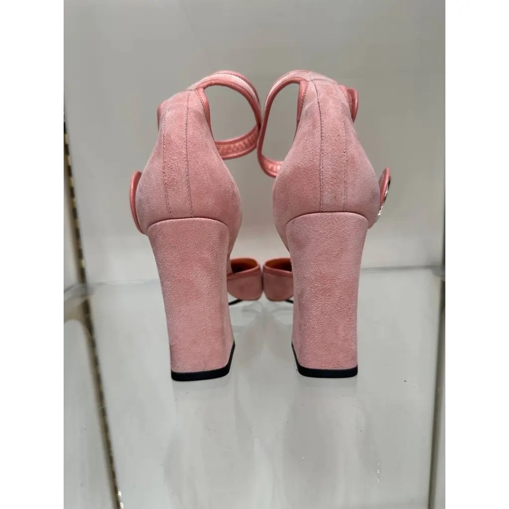 Louis Vuitton Pink Suede LV Circle Pumps EU 38 Pre-owned Pink Suede Good - Inside View