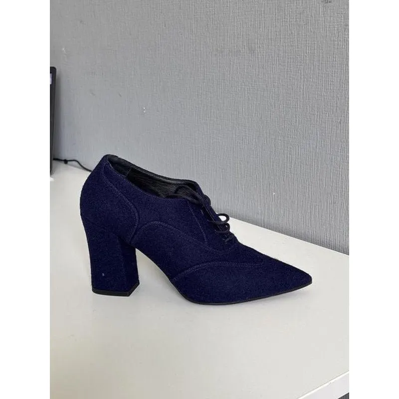 Chanel Blue Textile Lace-Up Ankle Boots - EU 38 Pre-owned Blue Lace Good - Inside View