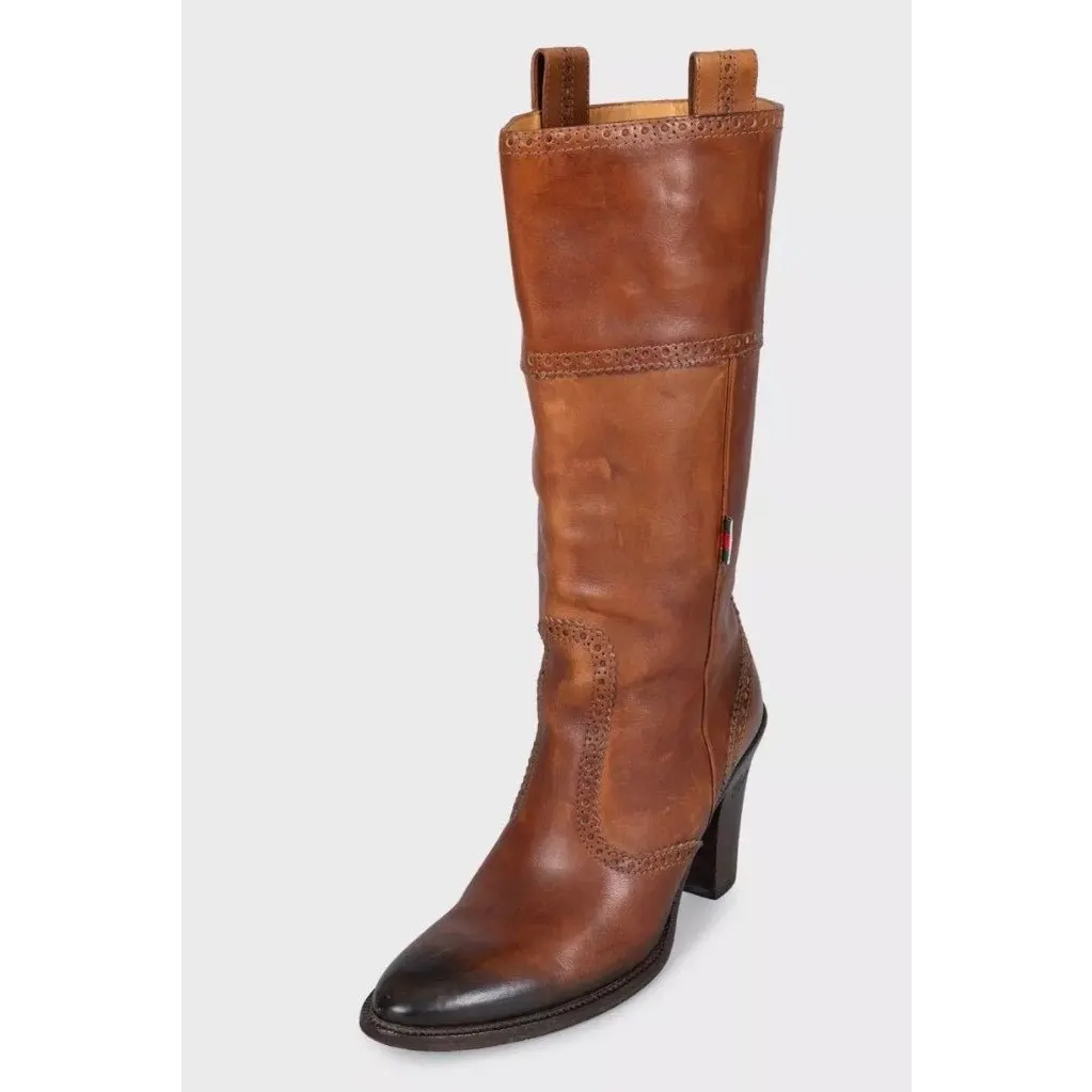 Gucci Brown Leather Logo Boots - EU 37 Pre-owned Brown Leather Good - Inside View