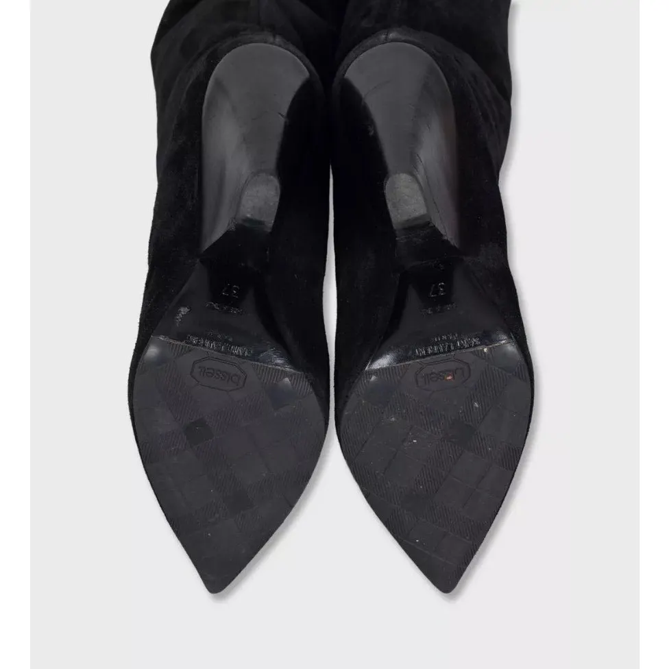 Saint Laurent Nikki Black Suede Slanted Heel Boots EU 37 Pre-owned Black Suede Good - Box View
