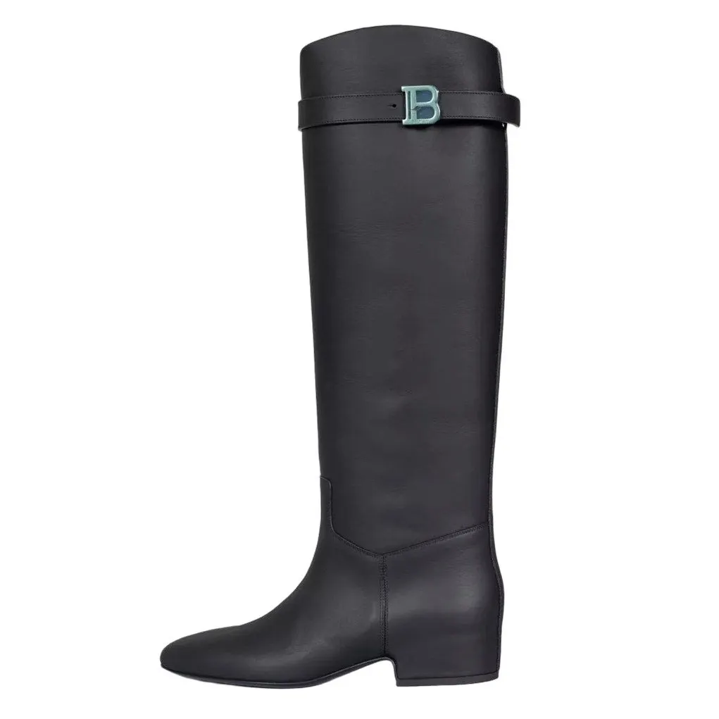 Balmain Royce Black & White Leather Boots EU 37 Pre-owned Black Leather Never worn - Front View