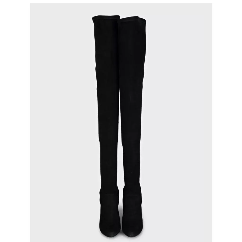 Christian Dior Black Suede Over-the-Knee Boots Sz.38 Pre-owned Black Suede Good - Back View