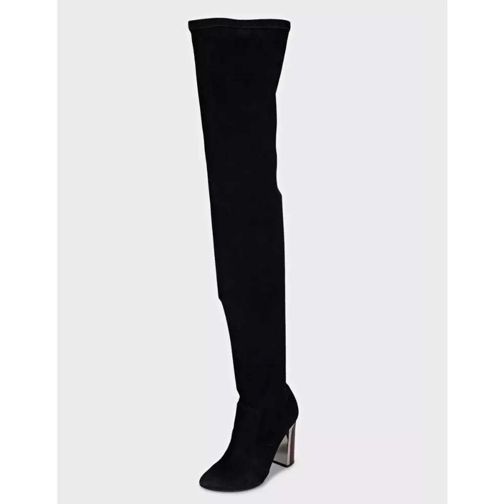 Christian Dior Black Suede Over-the-Knee Boots Sz.38 Pre-owned Black Suede Good - Inside View