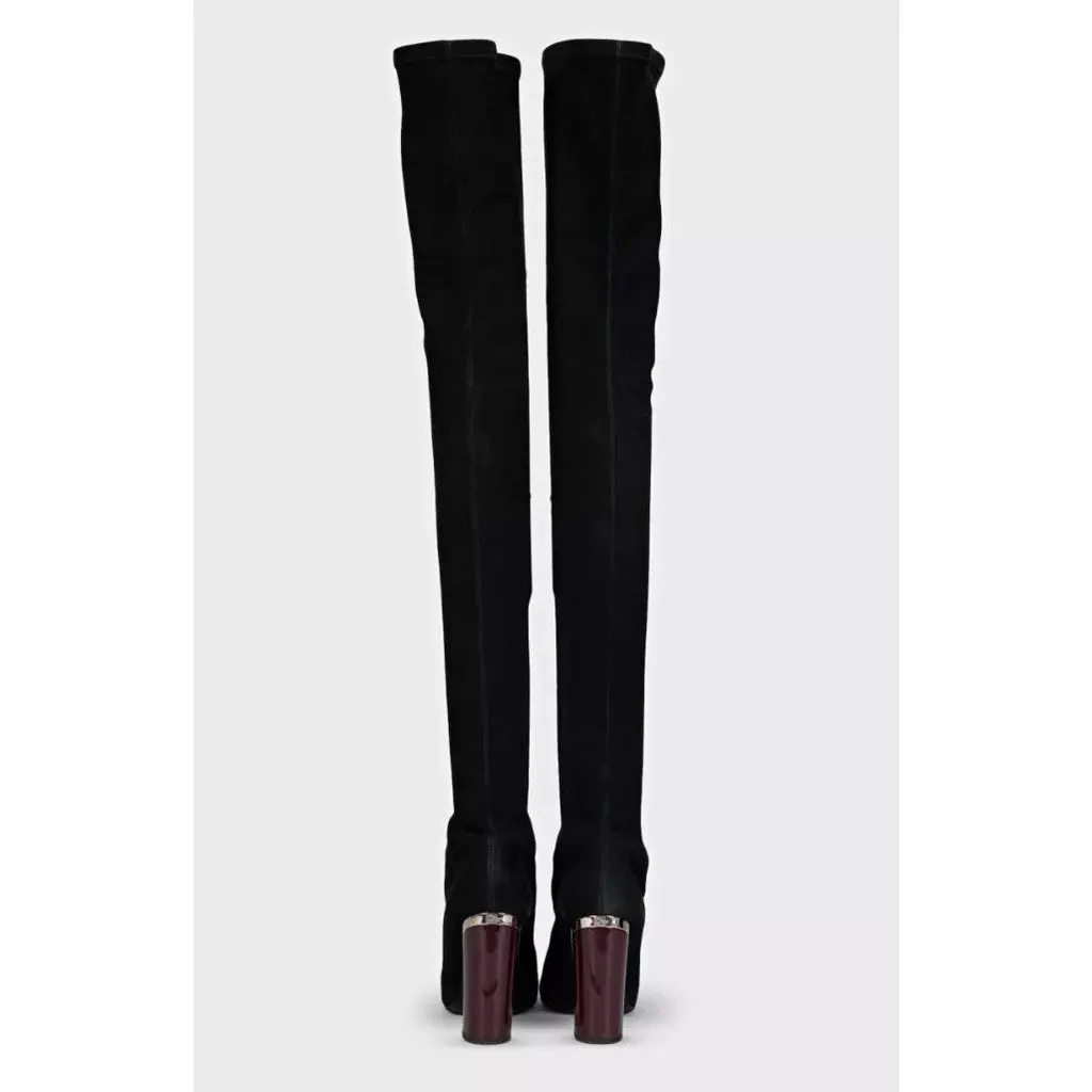 Christian Dior Black Suede Over-the-Knee Boots Sz.38 Pre-owned Black Suede Good - Model View