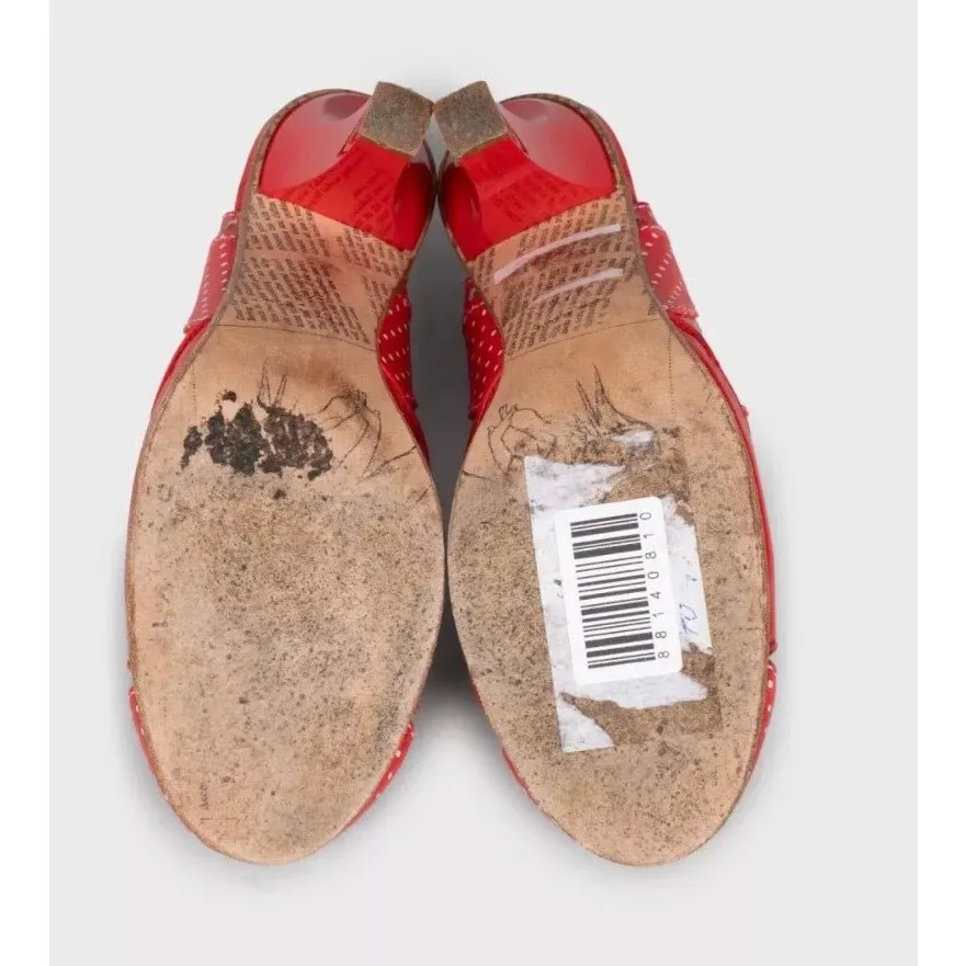 Galliano Red Polka Dot Leather Slingback Pumps EU 37 Pre-owned Red Leather Good - Box View
