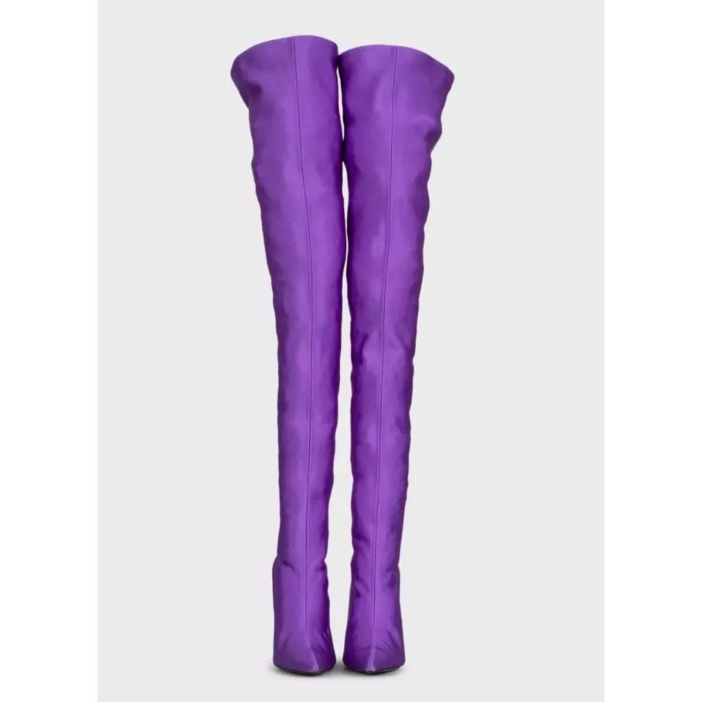 Balenciaga Knife Purple Over-the-Knee Boots EU 37 Pre-owned Purple Leather Good - Back View