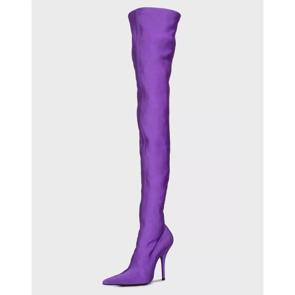 Balenciaga Knife Purple Over-the-Knee Boots EU 37 Pre-owned Purple Leather Good - Inside View