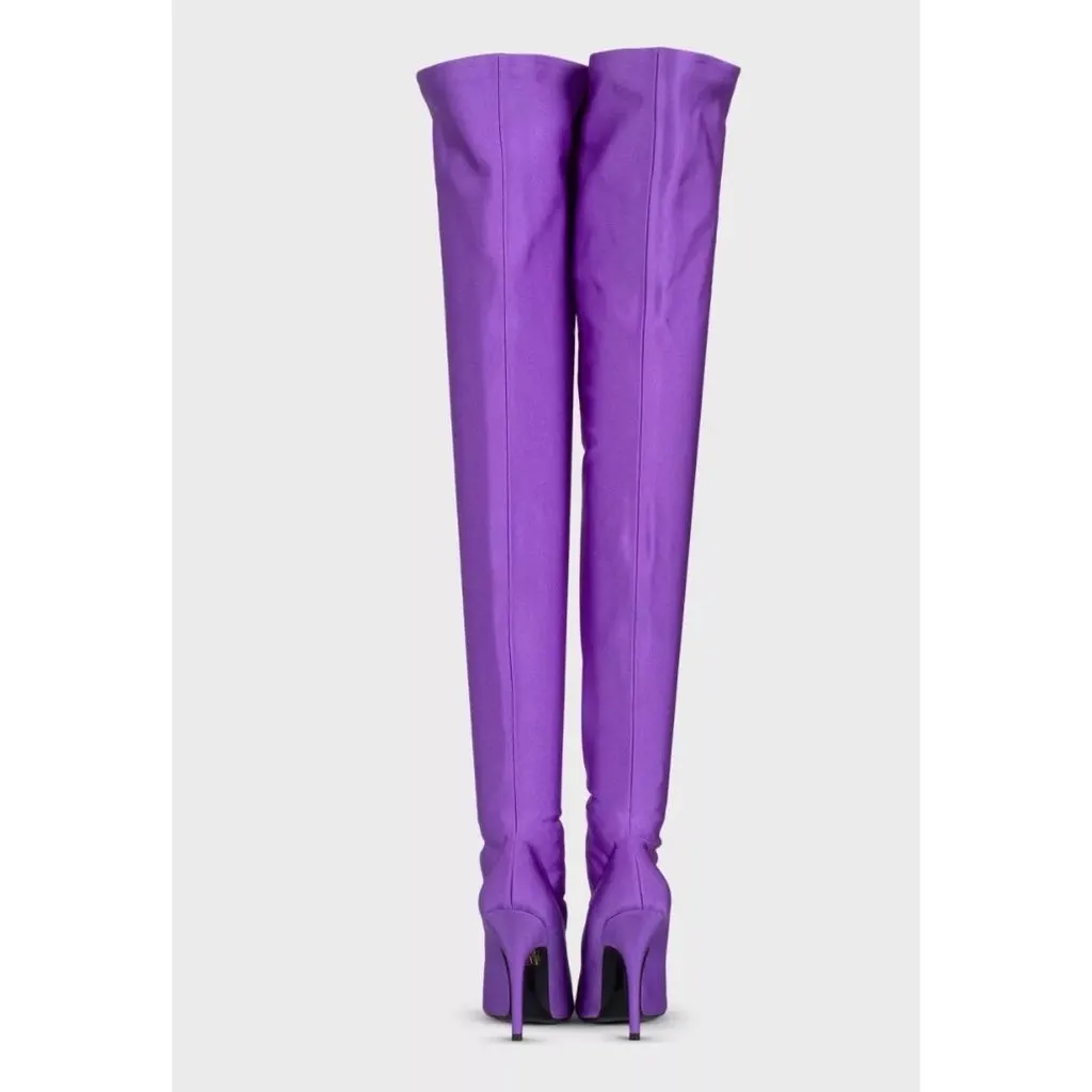 Balenciaga Knife Purple Over-the-Knee Boots EU 37 Pre-owned Purple Leather Good - Model View