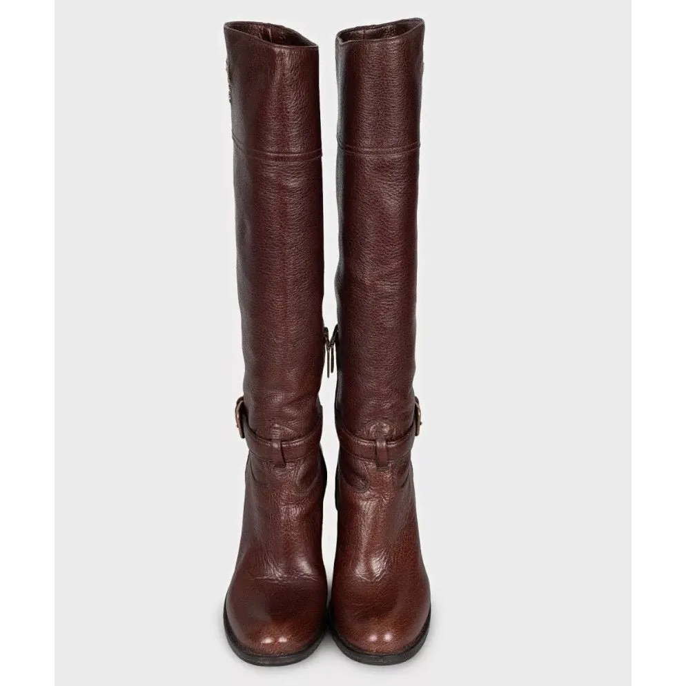 PRADA Brown Leather Logo Boots - EU 37 Pre-owned Brown Leather Good - Back View