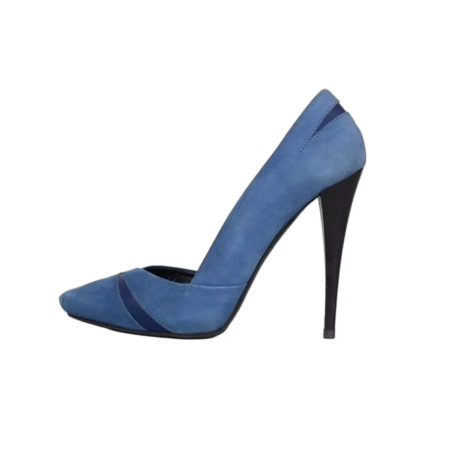 Alexander McQueen Blue Suede & Leather Stiletto Pumps EU 39 Pre-owned Blue Suede Good - Front View