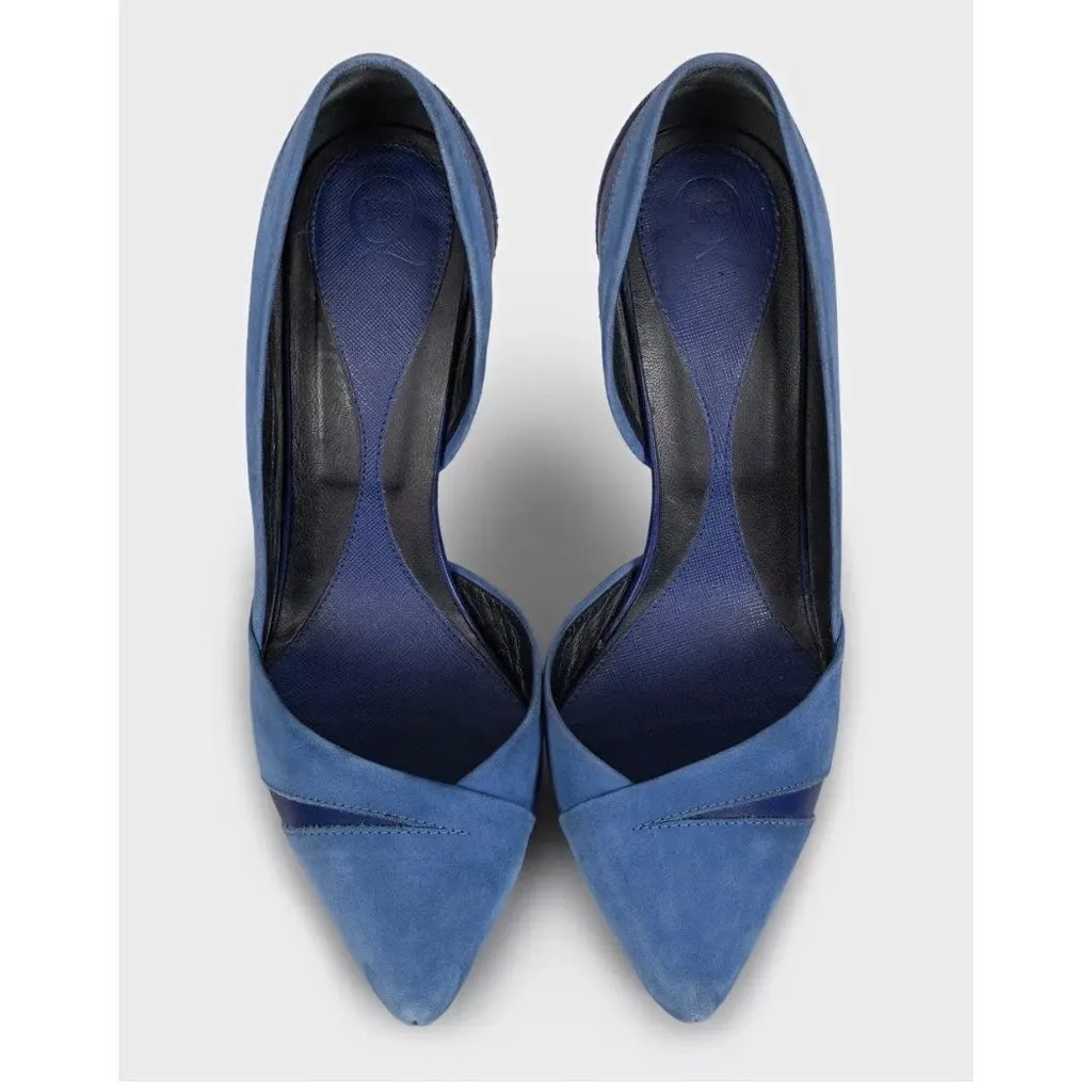 Alexander McQueen Blue Suede & Leather Stiletto Pumps EU 39 Pre-owned Blue Suede Good - Back View