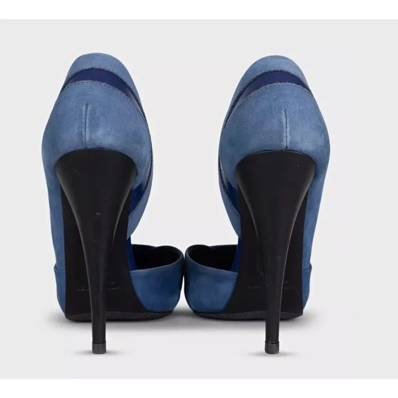Alexander McQueen Blue Suede & Leather Stiletto Pumps EU 39 Pre-owned Blue Suede Good - Model View