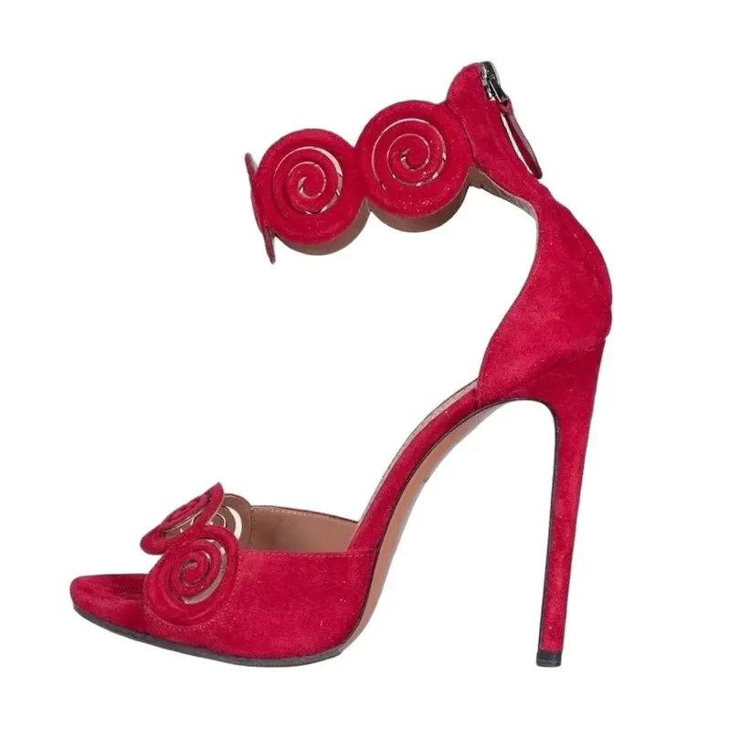 Alaïa Red Suede Stiletto Sandals EU 37 Pre-owned Red Suede Good - Front View