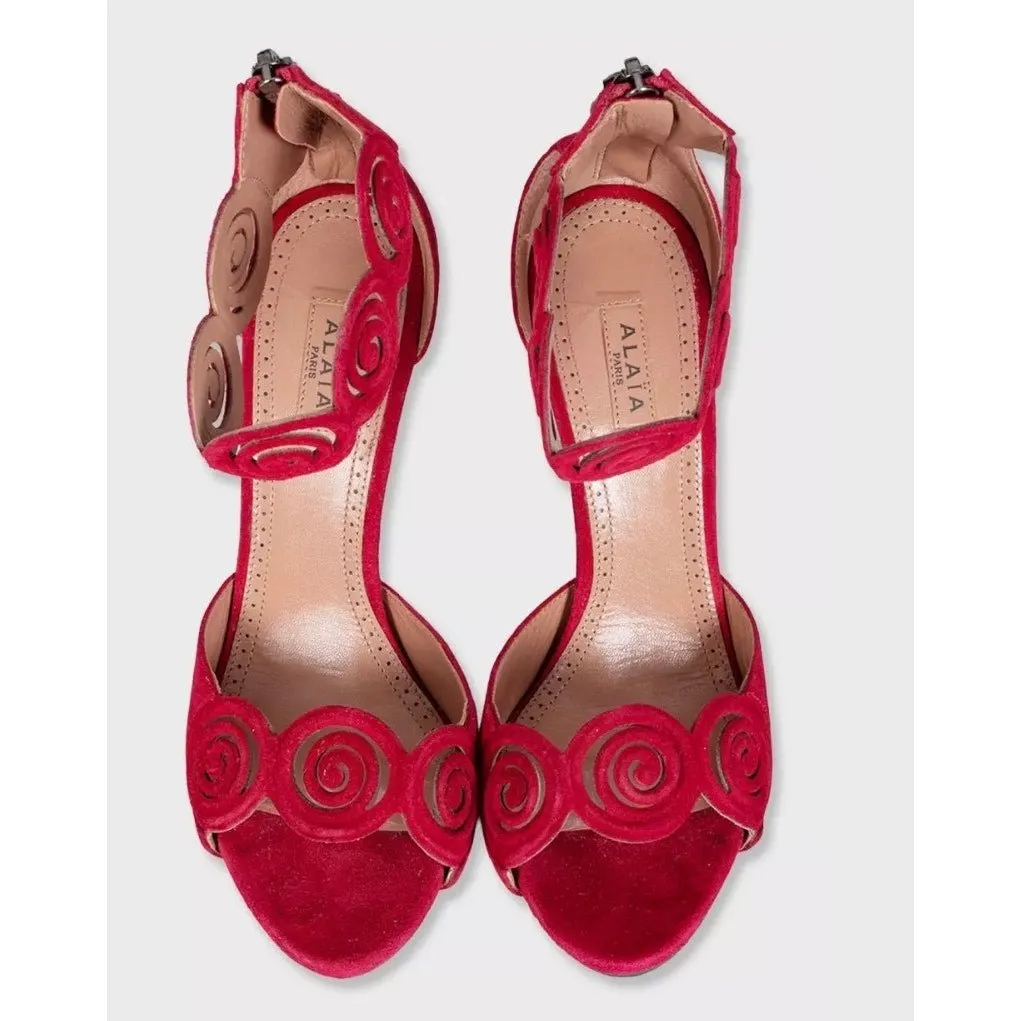 Alaïa Red Suede Stiletto Sandals EU 37 Pre-owned Red Suede Good - Back View