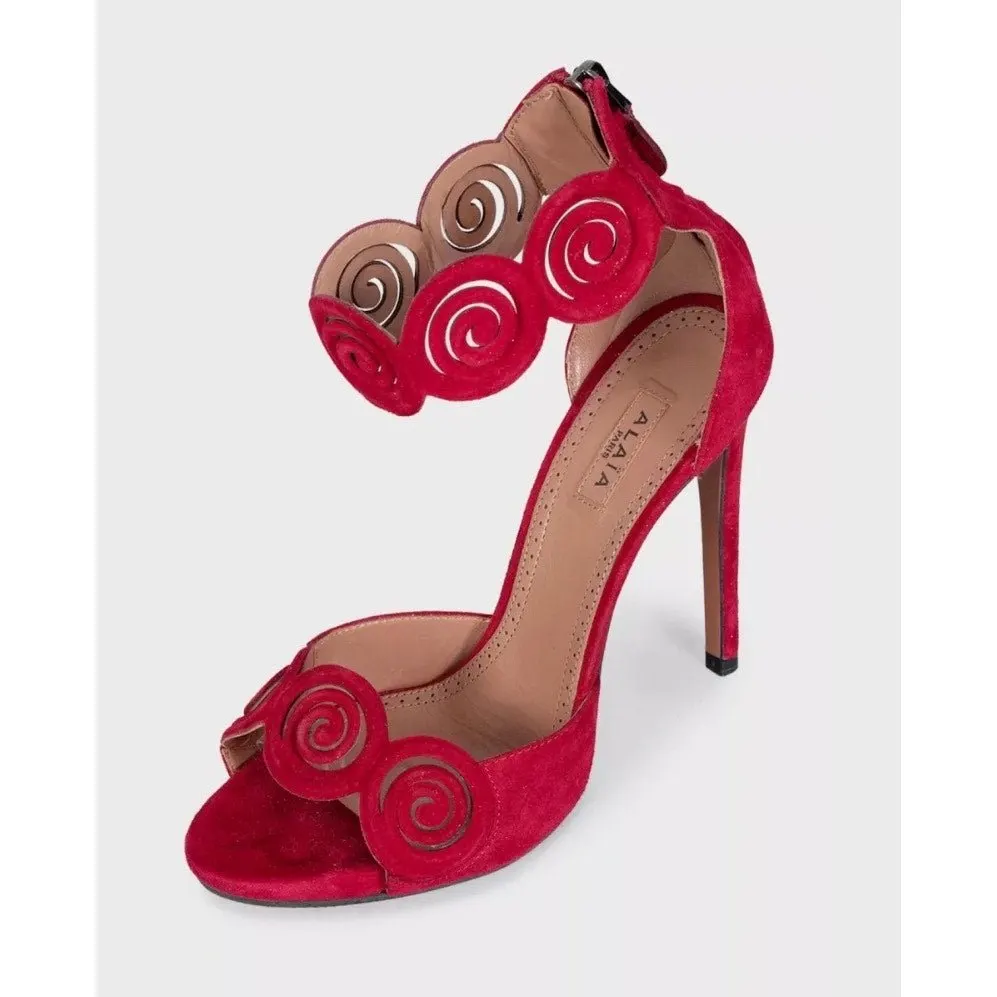 Alaïa Red Suede Stiletto Sandals EU 37 Pre-owned Red Suede Good - Inside View