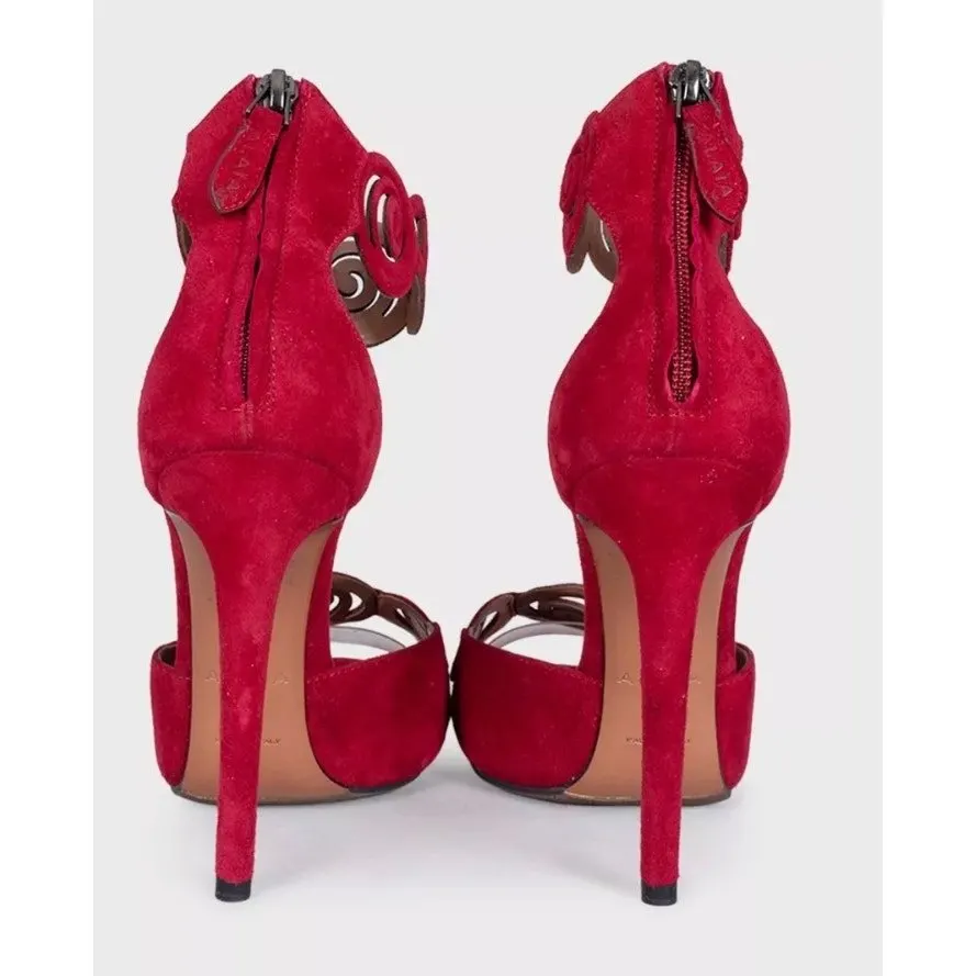 Alaïa Red Suede Stiletto Sandals EU 37 Pre-owned Red Suede Good - Model View