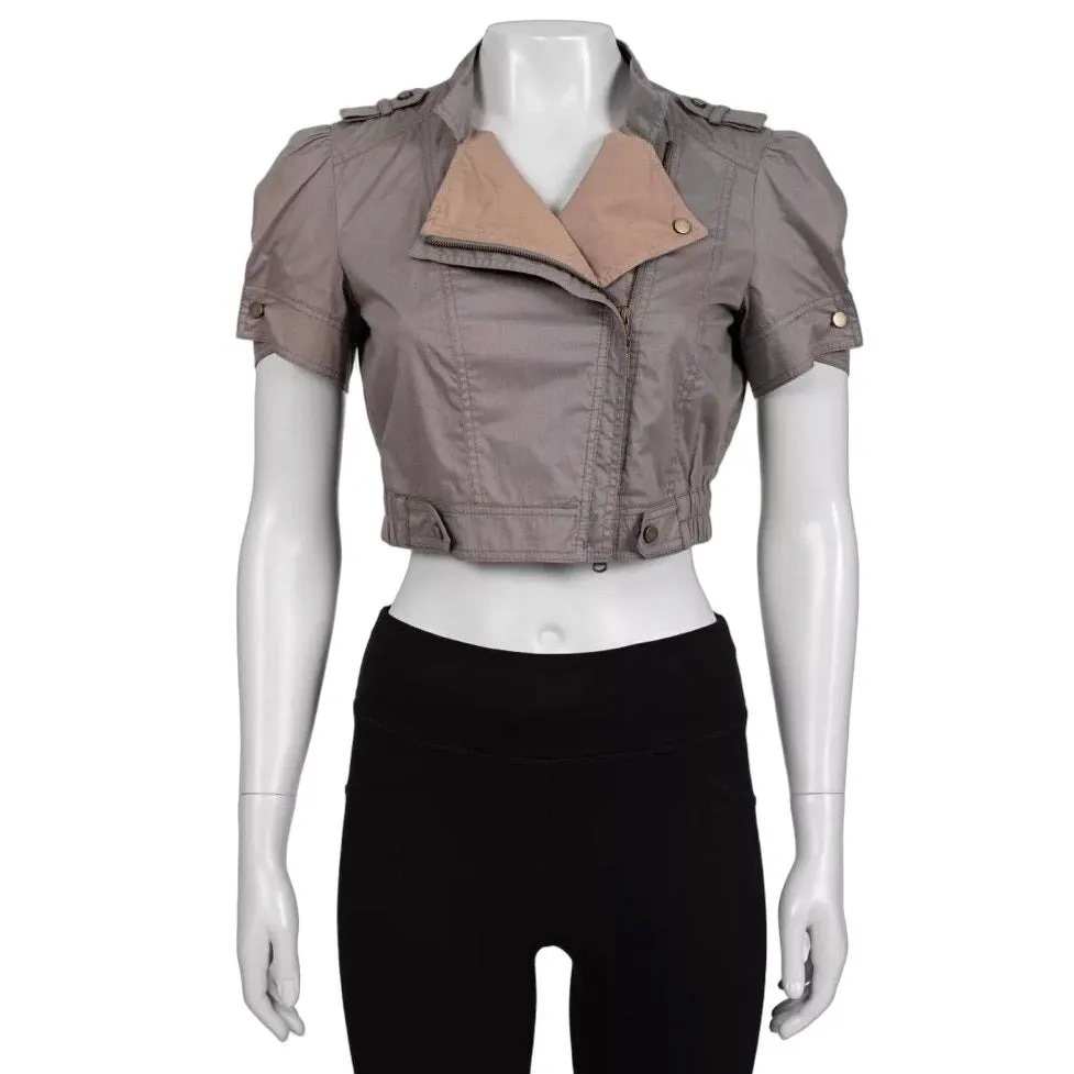 Brunello Cucinelli Brown Cropped Cotton Jacket - Size S Pre-owned
