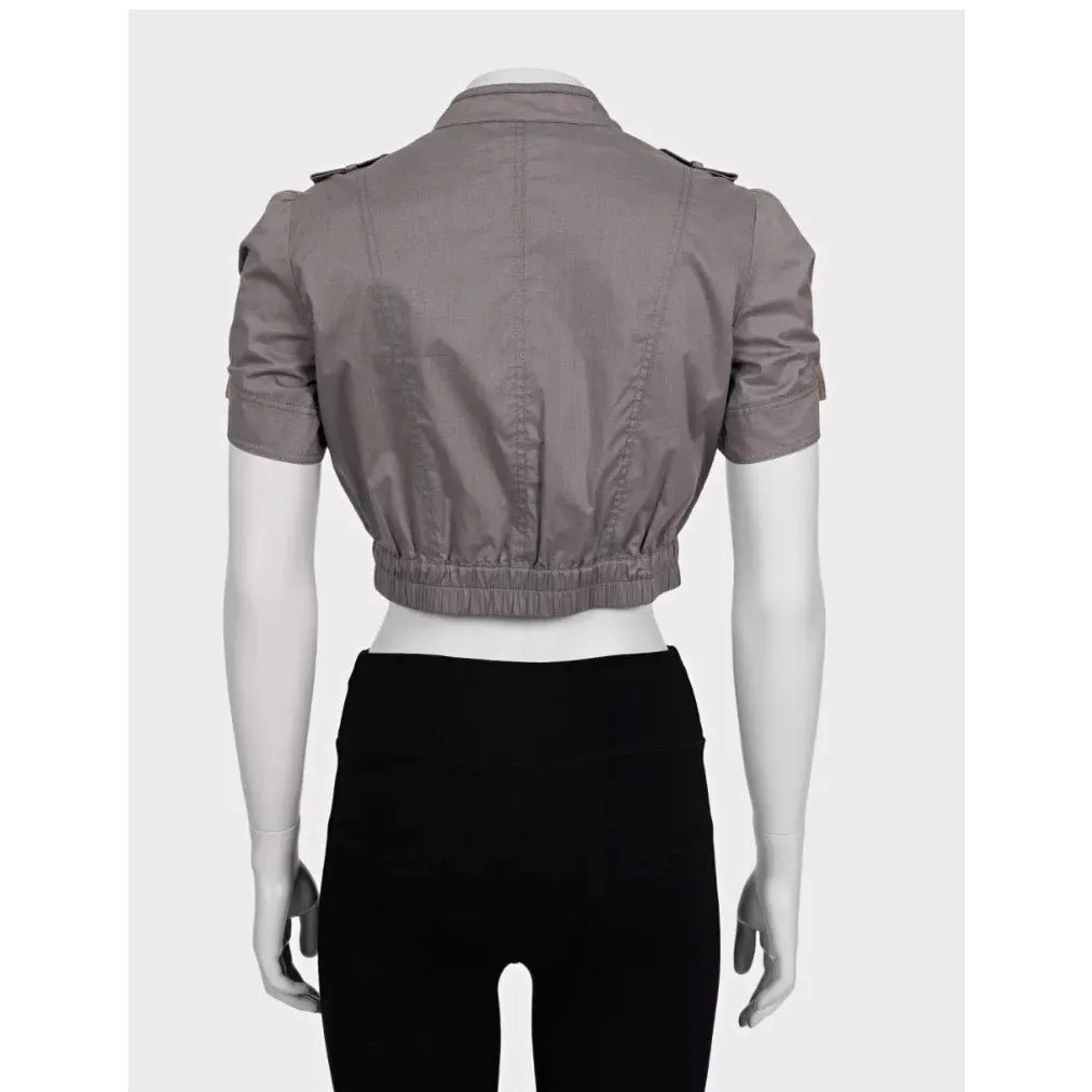 Brunello Cucinelli Brown Cropped Cotton Jacket - Size S Pre-owned Brown Cotton Good - Inside View
