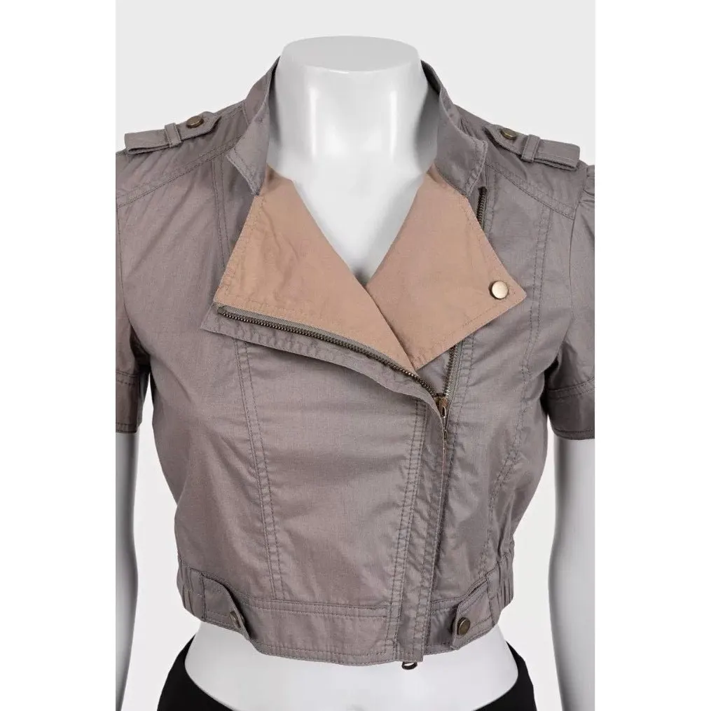 Brunello Cucinelli Brown Cropped Cotton Jacket - Size S Pre-owned Brown Cotton Good - Model View