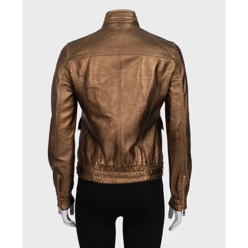 Dolce & Gabbana Brown Leather Jacket with Patch Pockets IT 40 / S Pre-owned Brown Leather Good - Inside View