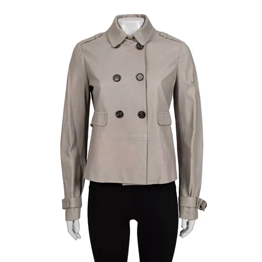 Brunello Cucinelli Beige Leather Jacket - IT 42 / M Pre-owned
