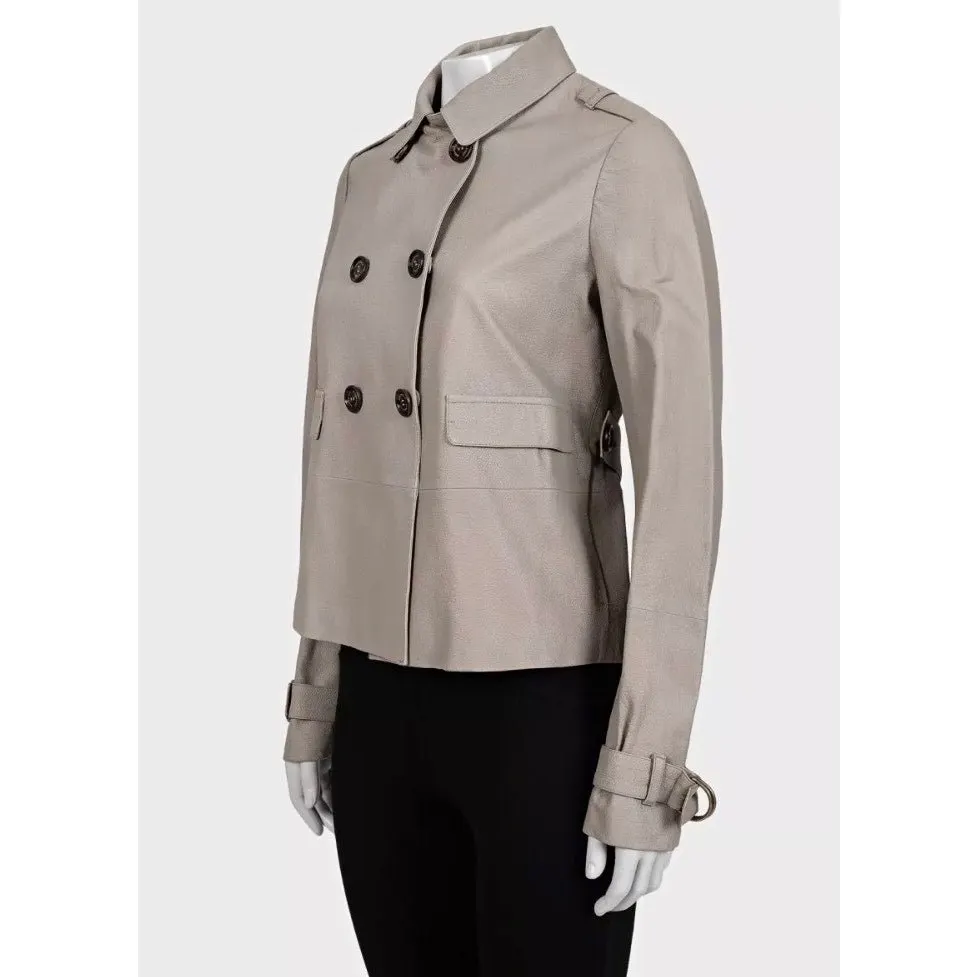 Brunello Cucinelli Beige Leather Jacket - IT 42 / M Pre-owned Beige Leather Good - Back View