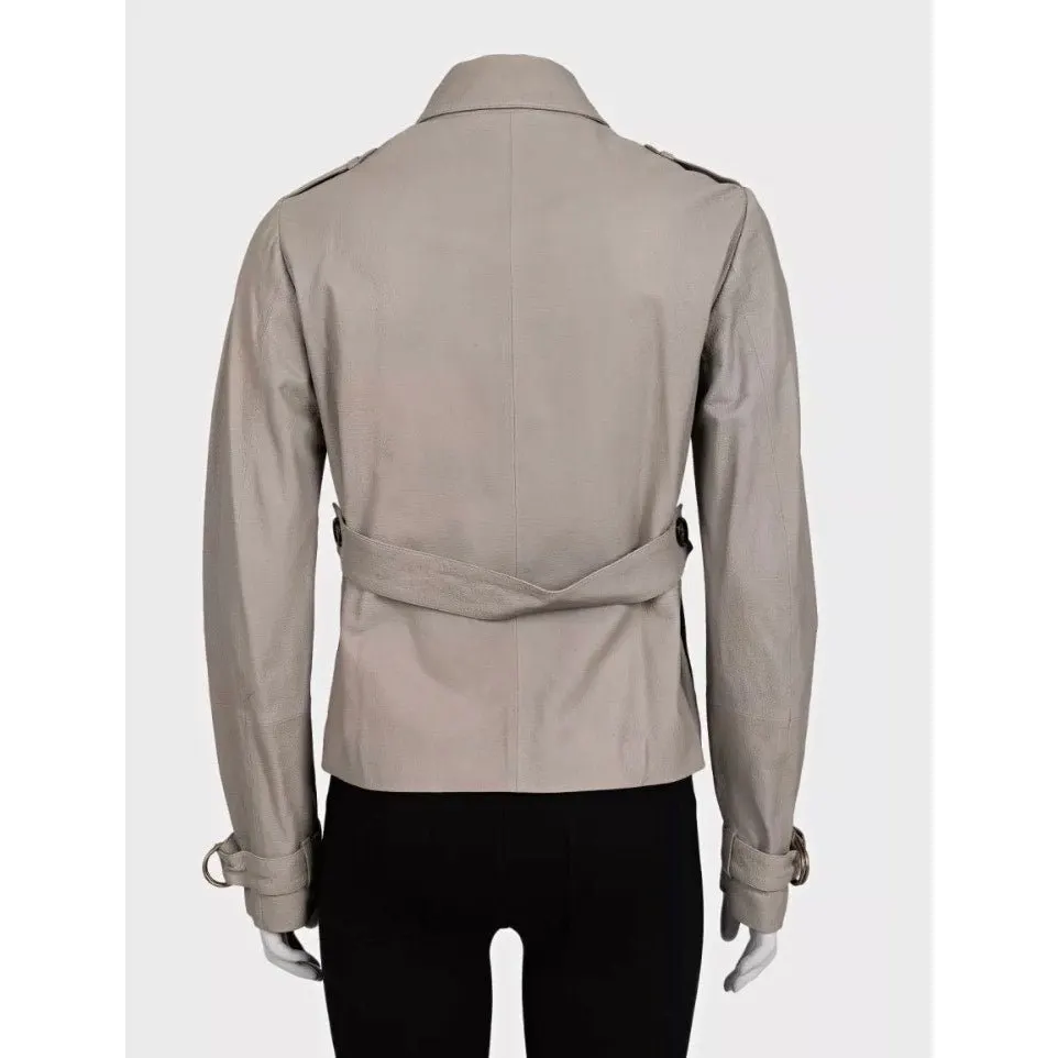 Brunello Cucinelli Beige Leather Jacket - IT 42 / M Pre-owned Beige Leather Good - Inside View