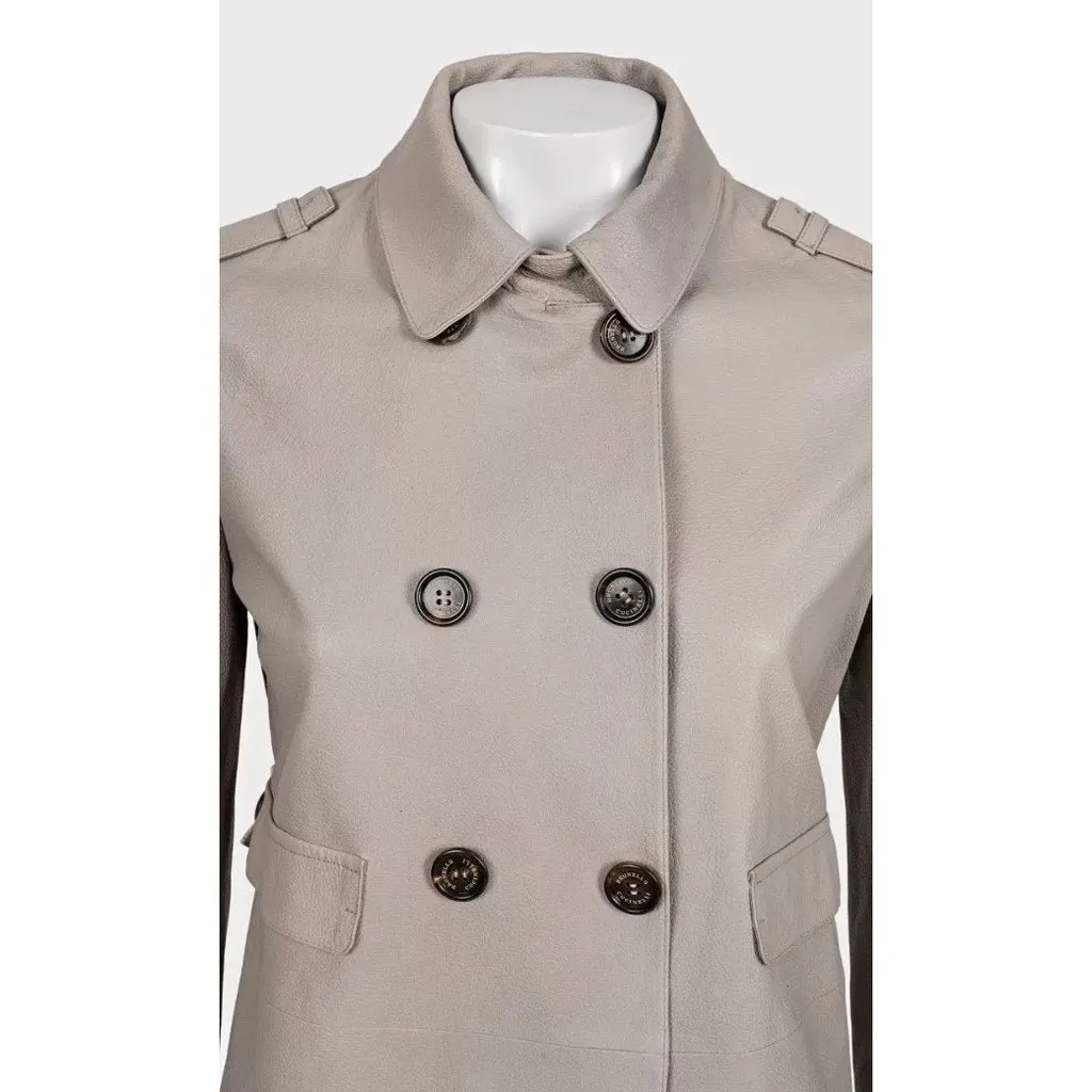 Brunello Cucinelli Beige Leather Jacket - IT 42 / M Pre-owned Beige Leather Good - Model View