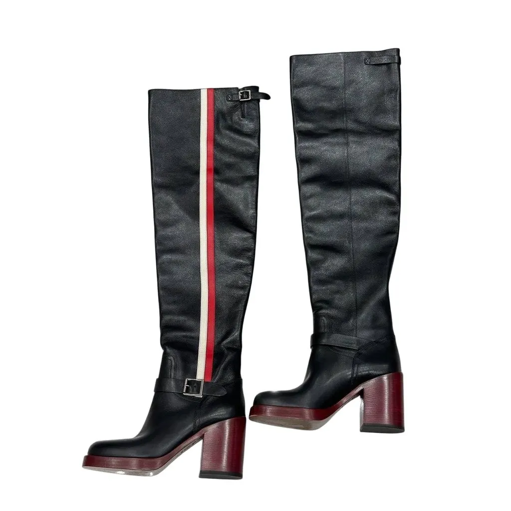 Christian Dior Stunning Diorider Black Leather Knee-High Boots EU 38 Pre-owned