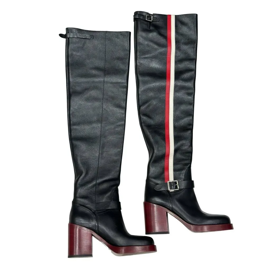 Christian Dior Stunning Diorider Black Leather Knee-High Boots EU 38 Pre-owned Black Leather Good - Back View