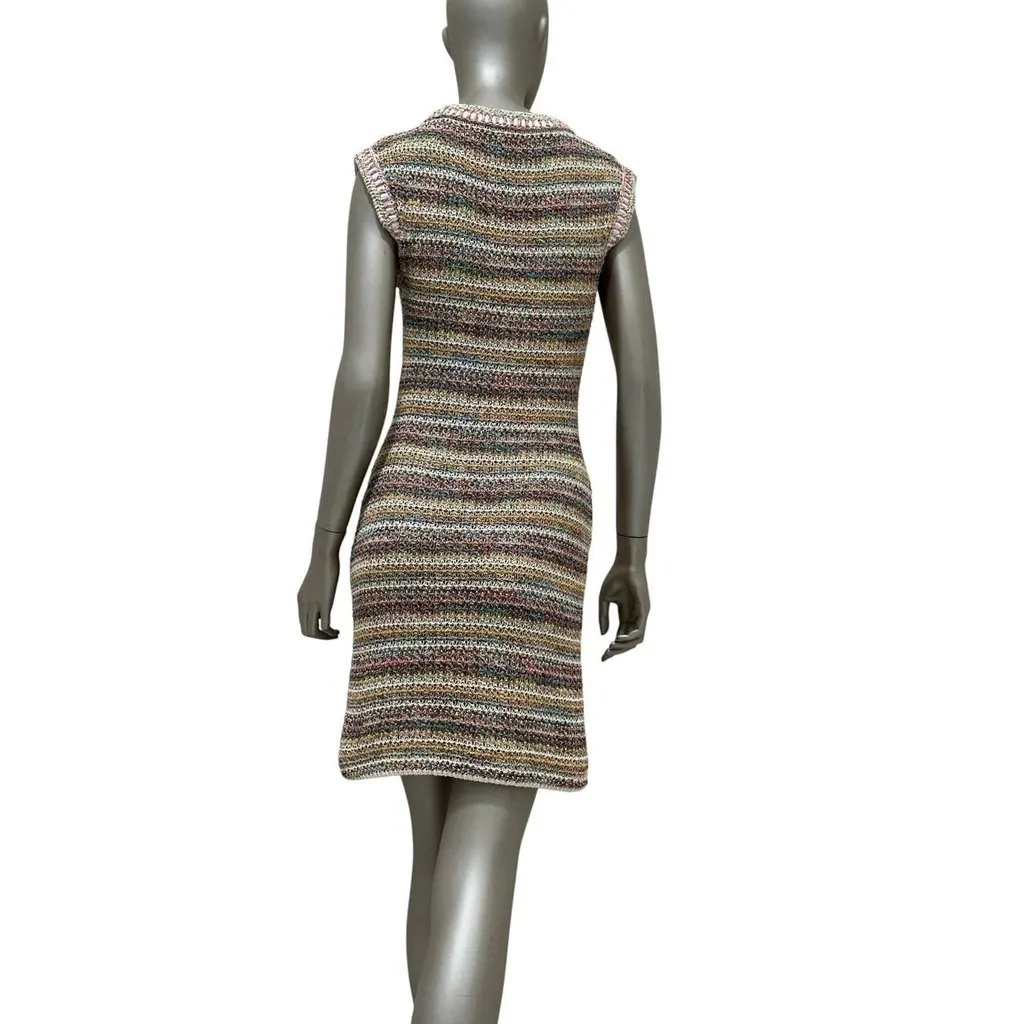 Chanel 17C Cuba Collection Multicolor Knit Dress Sz.34 Pre-owned MultiColor Cotton Good - Back View