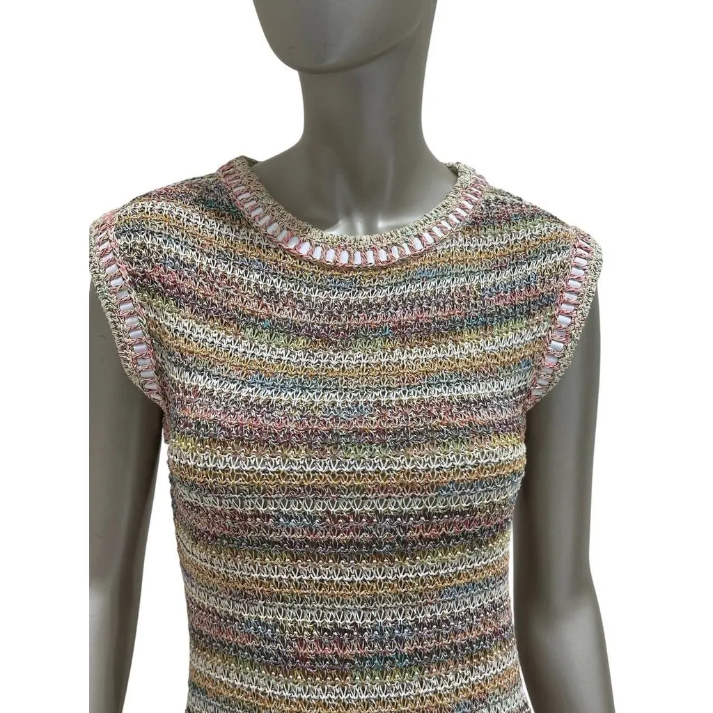 Chanel 17C Cuba Collection Multicolor Knit Dress Sz.34 Pre-owned MultiColor Cotton Good - Inside View