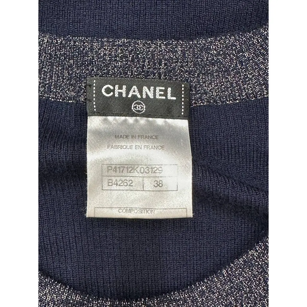 Chanel Karl Lagerfeld Navy Cashmere Knit Dress Sz.38 Pre-owned Navy Wool Good - Box View