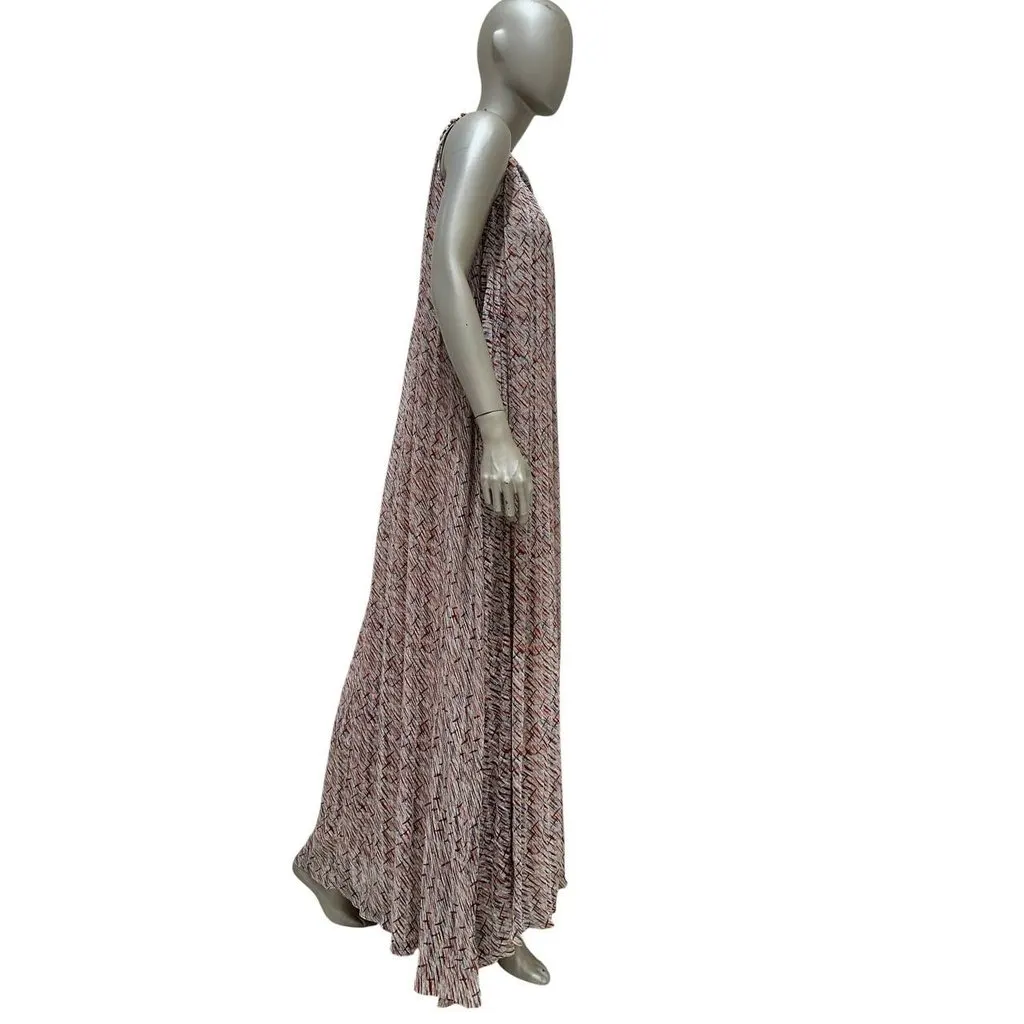 Chanel 2010 Silk Art Print Maxi Dress Sz.36 Pre-owned Burgundy Silk Good - Back View