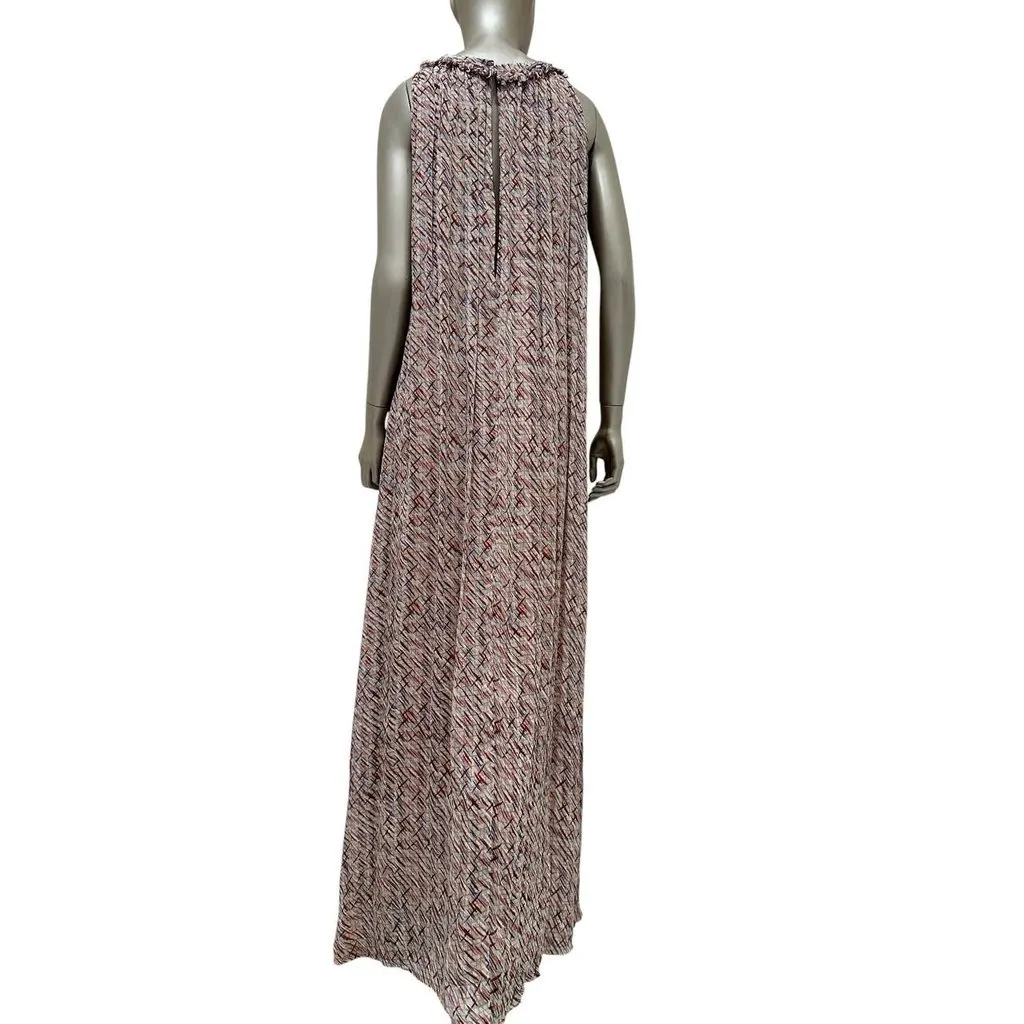 Chanel 2010 Silk Art Print Maxi Dress Sz.36 Pre-owned Burgundy Silk Good - Inside View