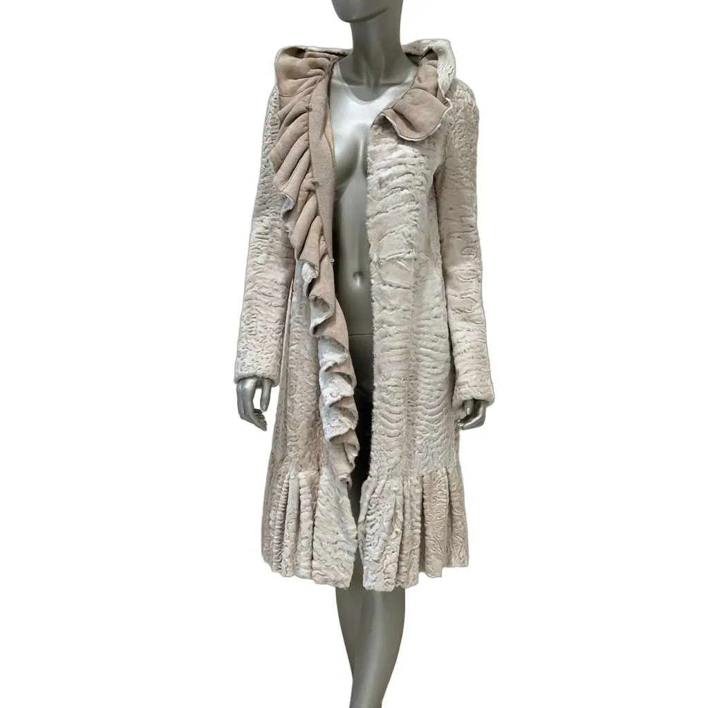 Giambattista Valli Lamb Ruffle Coat IT 38 Pre-owned
