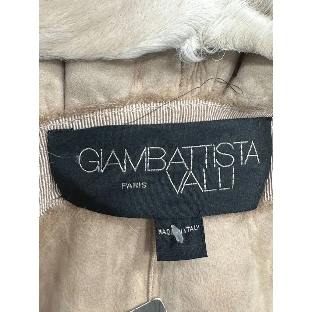 Giambattista Valli Lamb Ruffle Coat IT 38 Pre-owned White Good - Back View