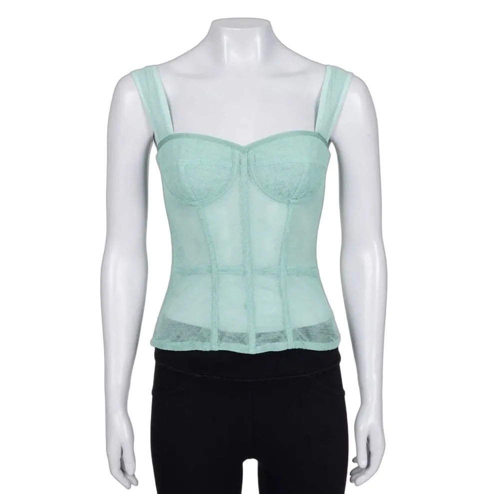 Dolce & Gabbana Green Mesh Corset Top - IT 42 / M Pre-owned