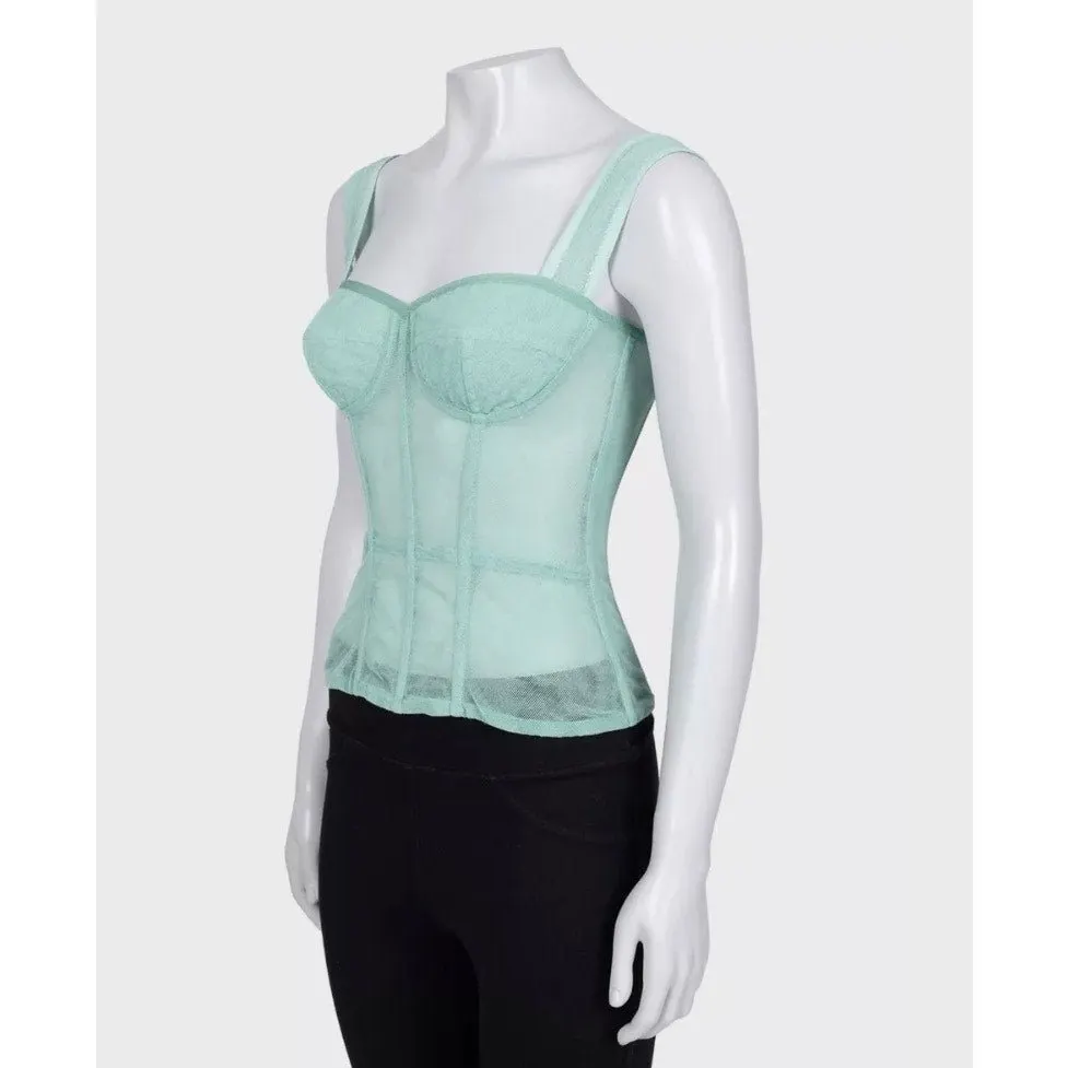 Dolce & Gabbana Green Mesh Corset Top - IT 42 / M Pre-owned Green Good - Back View