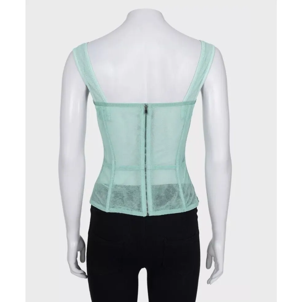 Dolce & Gabbana Green Mesh Corset Top - IT 42 / M Pre-owned Green Good - Inside View