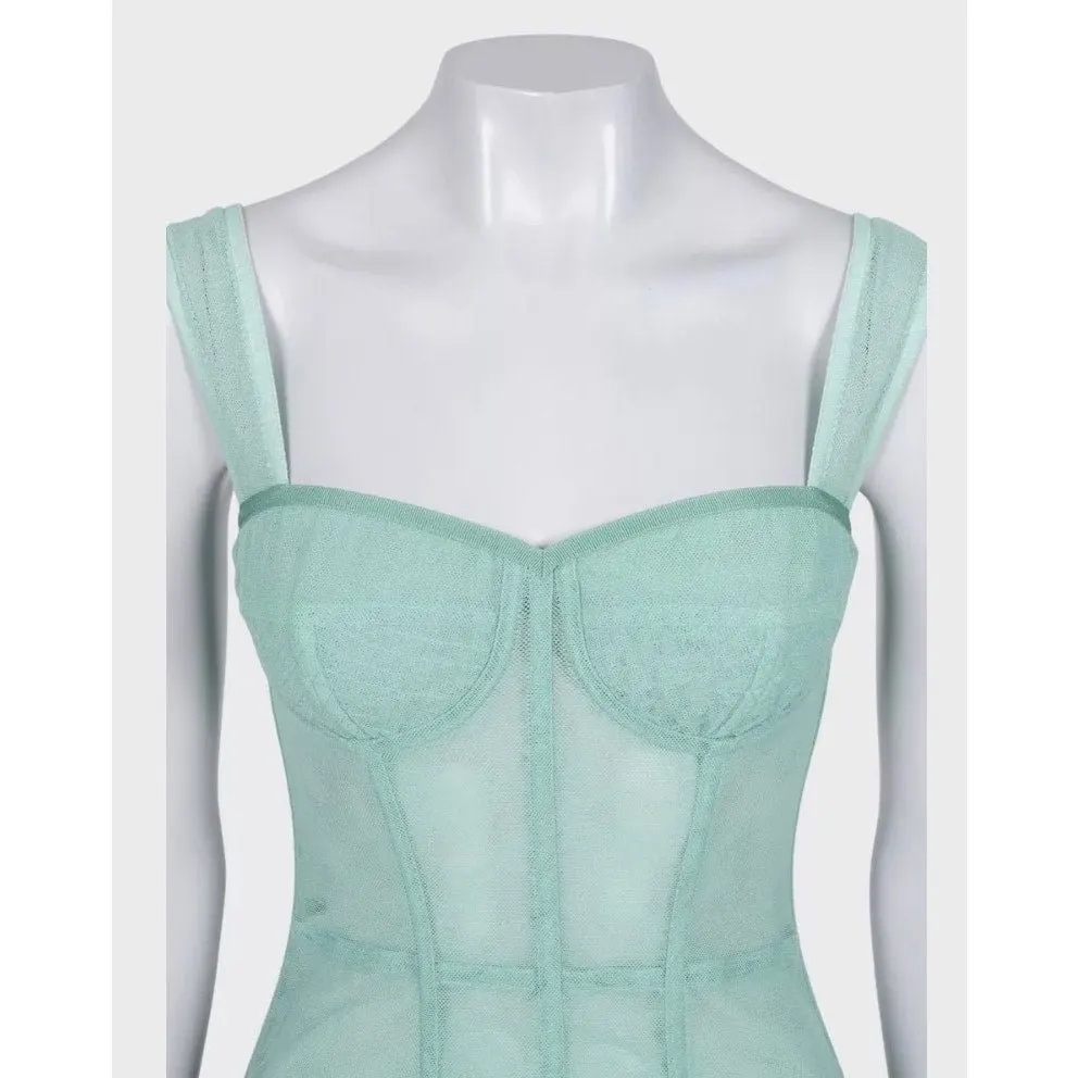 Dolce & Gabbana Green Mesh Corset Top - IT 42 / M Pre-owned Green Good - Model View