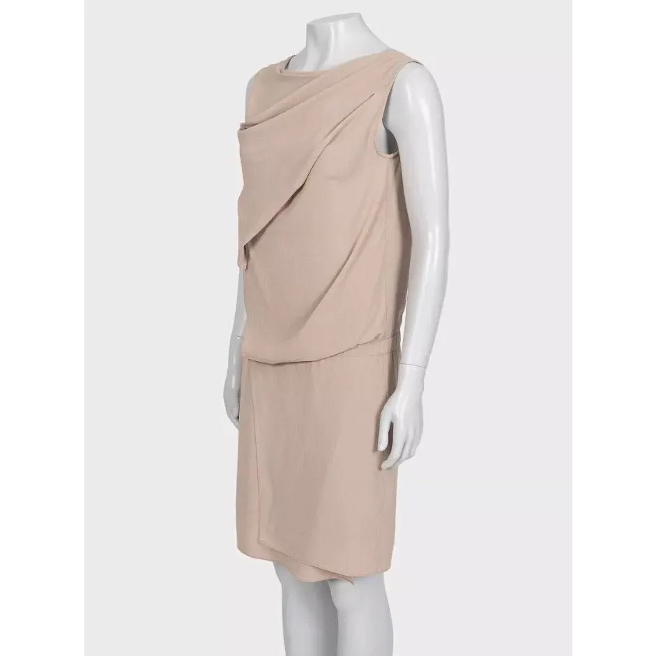 Brunello Cucinelli Brown Silk Draped Sleeveless Dress M Pre-owned Brown Silk Good - Back View