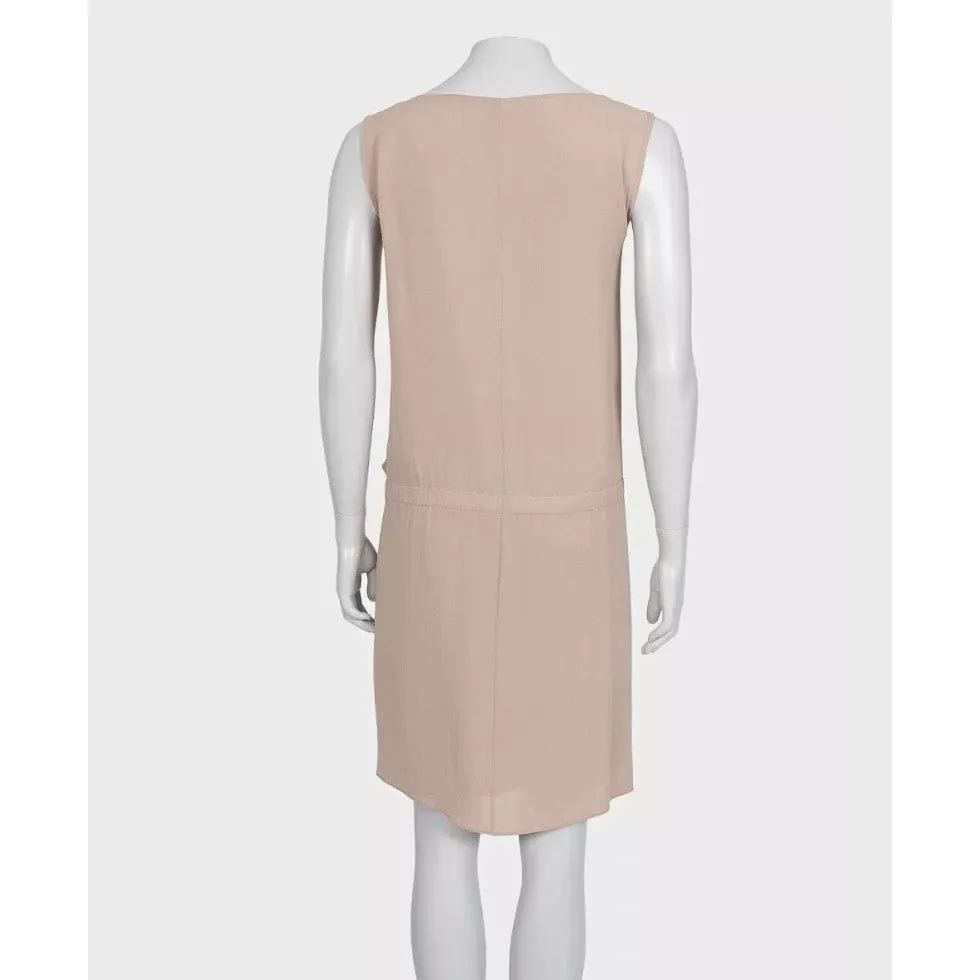 Brunello Cucinelli Brown Silk Draped Sleeveless Dress M Pre-owned Brown Silk Good - Inside View